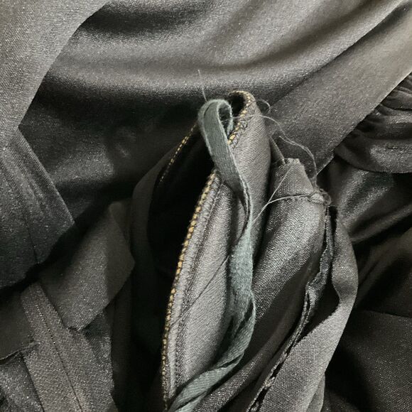 Vintage Womens Draped Front Midi Dress 8 Black Glam Party Formal Cocktail 80s - Picture 4 of 12